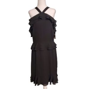 NWOT Tahari by A.S.L Black Ruffled Halter Dress